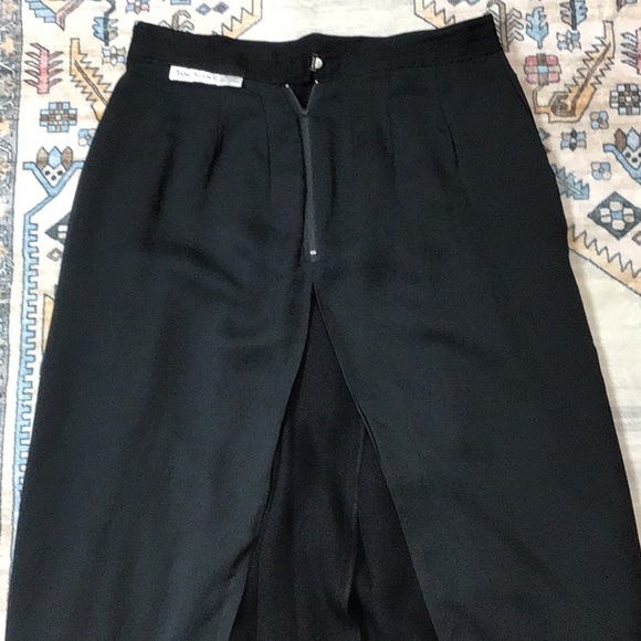 Vintage Anne Klein 2 Elegant Black Silk Pleated Lined Maxi Skirt - Picture 8 of 12